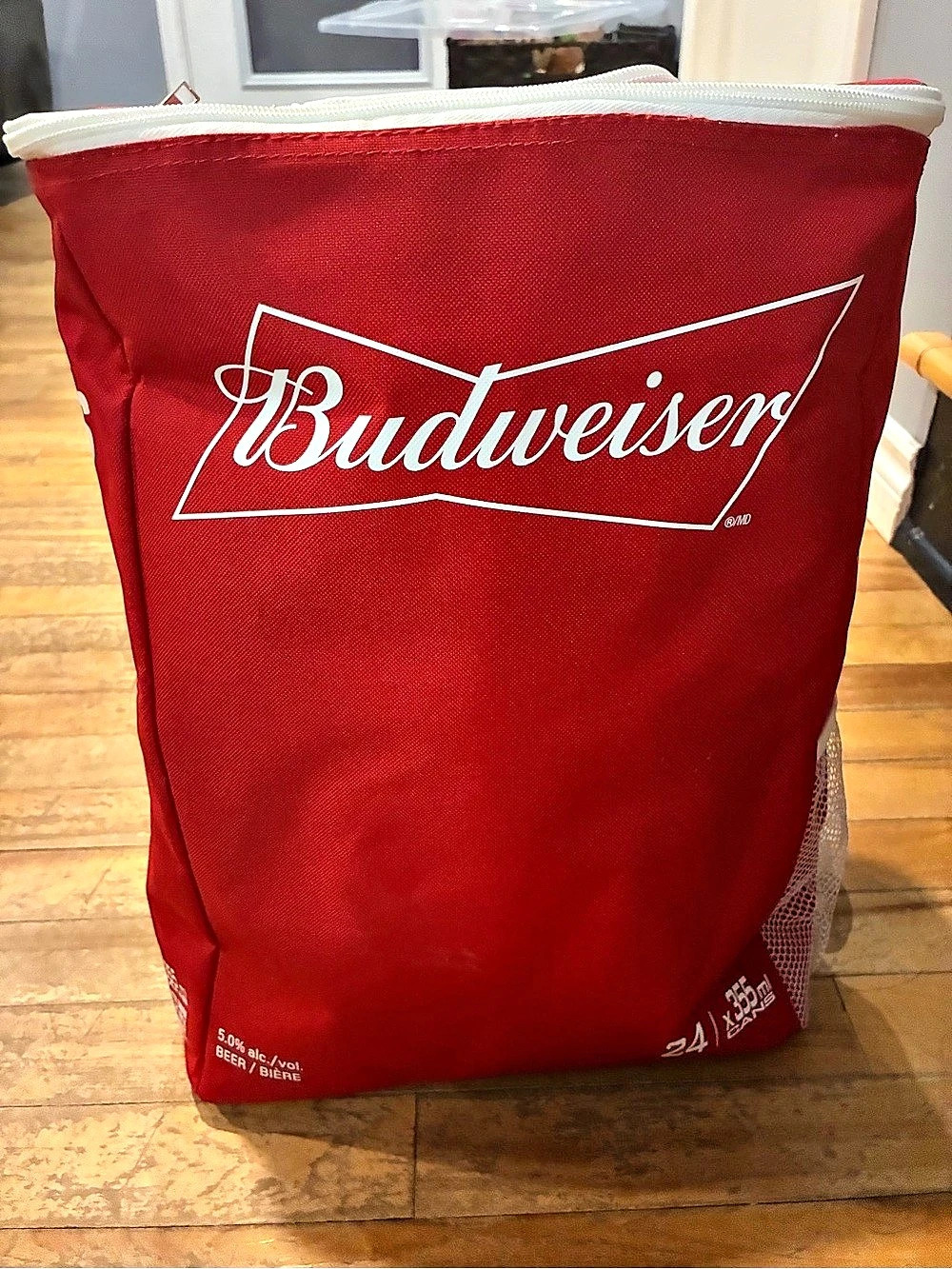 Budweiser 24 Can Cooler Backpack Red & White